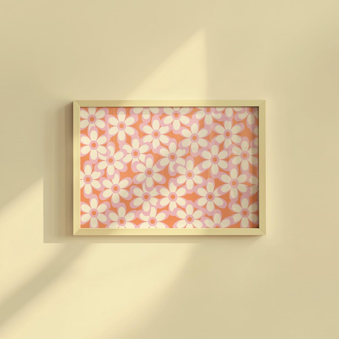 Retro Flower Art Print: 70s Funky Floral Digital Download - Etsy