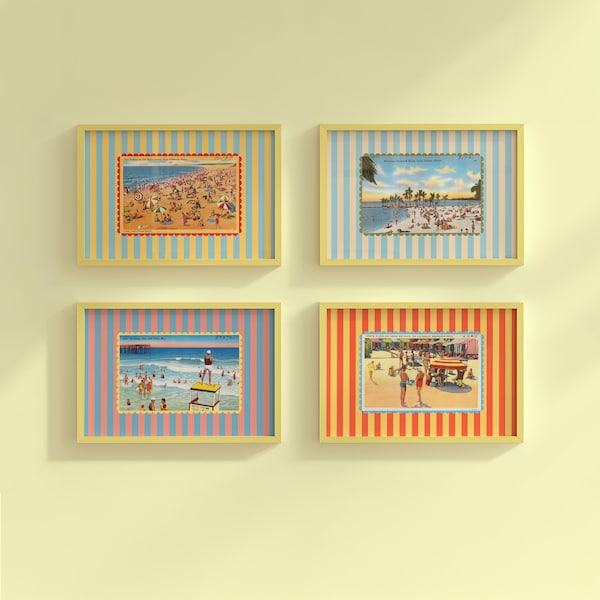 Vintage Beach Photo Art Prints - Set of 4 (Digital Download)