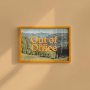 Impresión retro de vista a la montaña - Arte digital fuera de la oficina