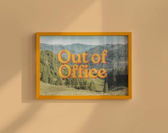 Retro Mountain View Print - Out of Office Digital Art