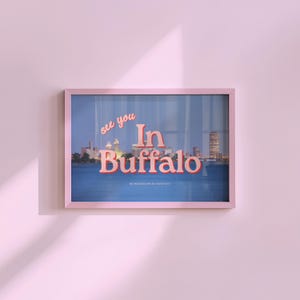 Impresión retro granulada, impresiones digitales estatales, nos vemos en Buffalo, impresiones fotográficas retro, impresión de arte urbano retro, arte preppy, póster de arte de Buffalo NY
