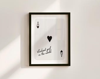 Hartenaas afdrukken Lucky Girl citaat trendy slaapzaal kunst digitale download