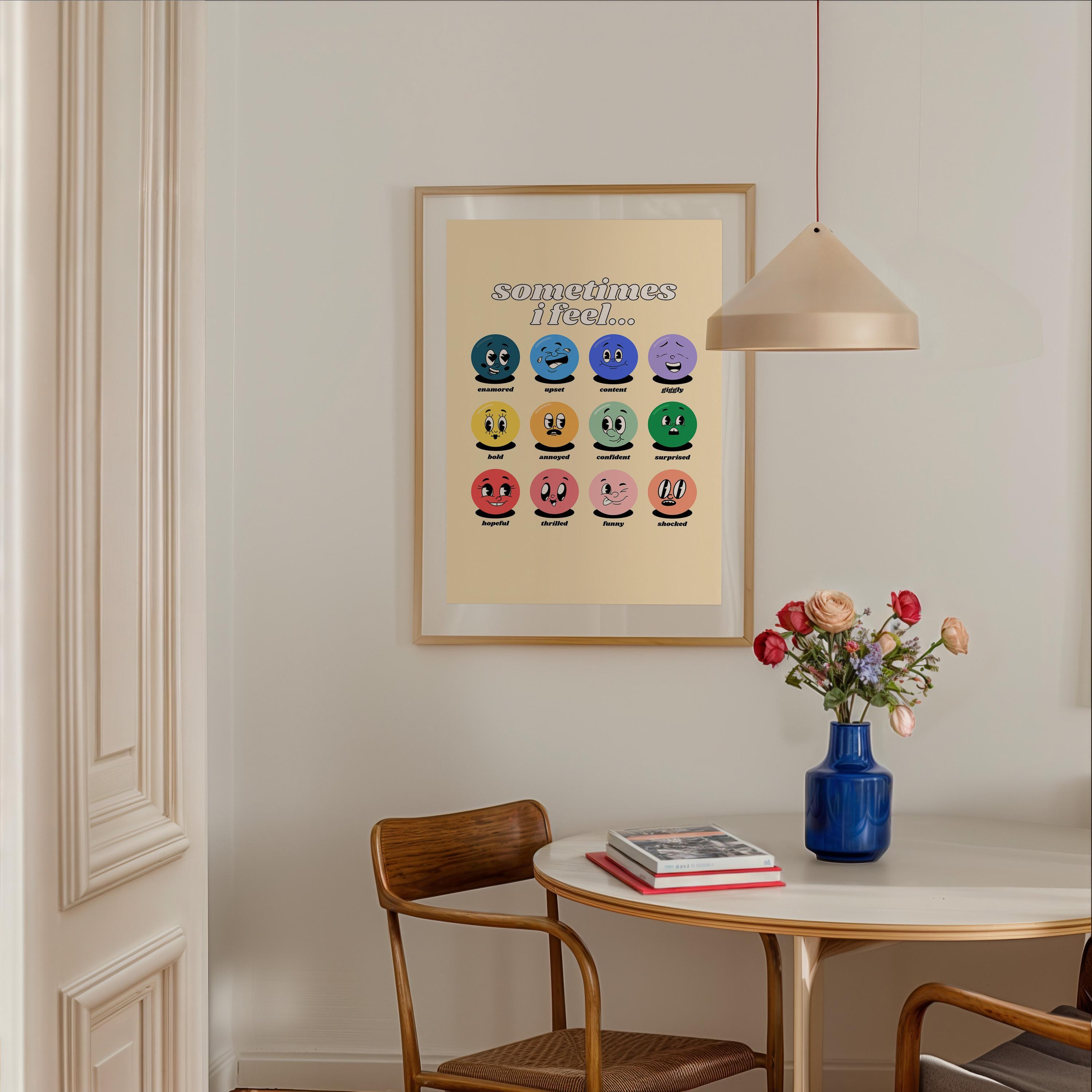 Emotions Art Print: Retro Mood Characters for Kids' Rooms - Etsy