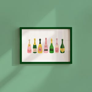 Champagne Poster, Bar Cart Poster, Bar Cart Print, Champagne Landscape Art, Cute drinks poster, dorm room decor, gs print shoppe
