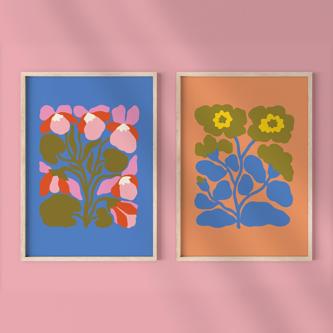 Floral Art Print Set Modern Botanical Wall Decor Digital Download - Etsy