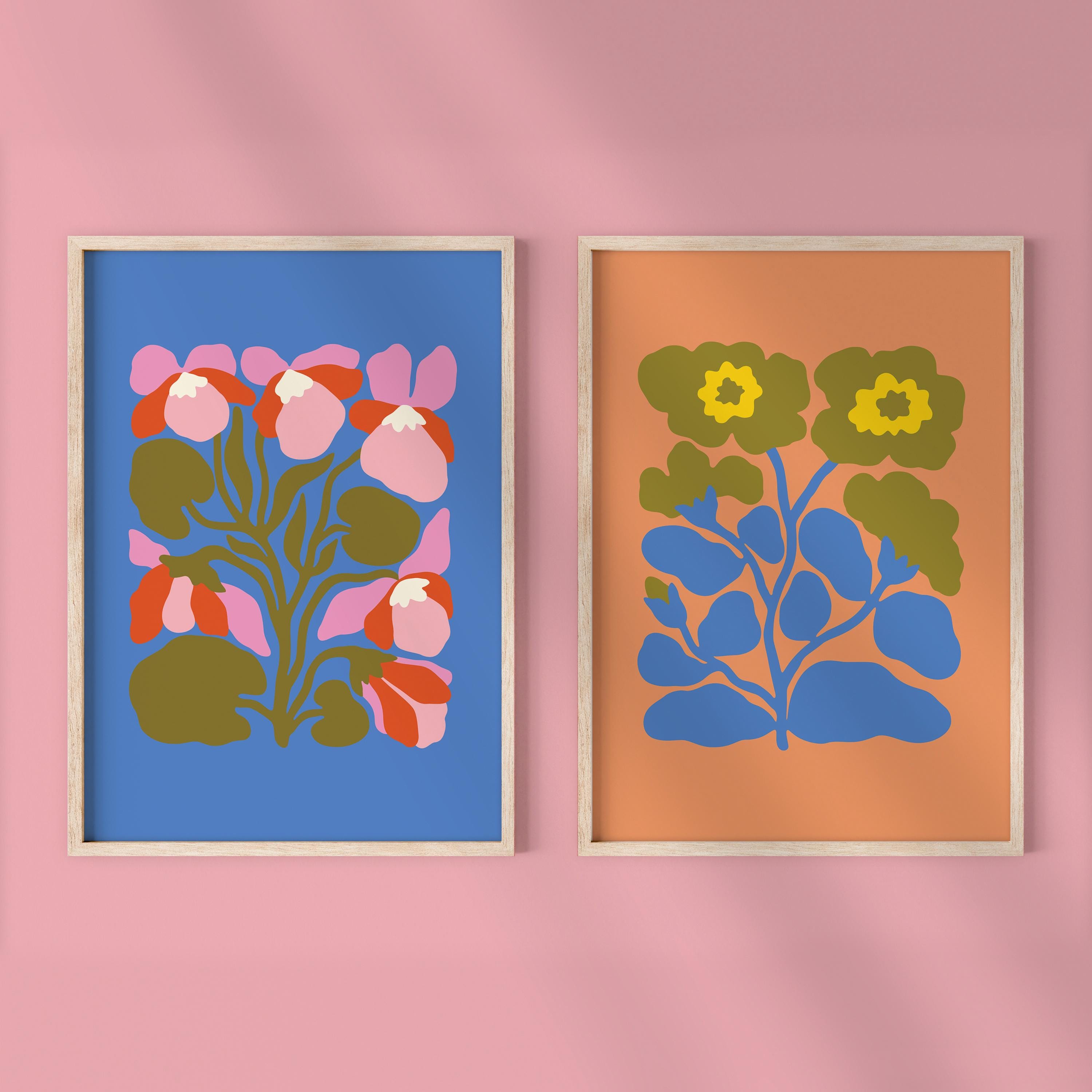 Floral Art Print Set Modern Botanical Wall Decor Digital Download - Etsy