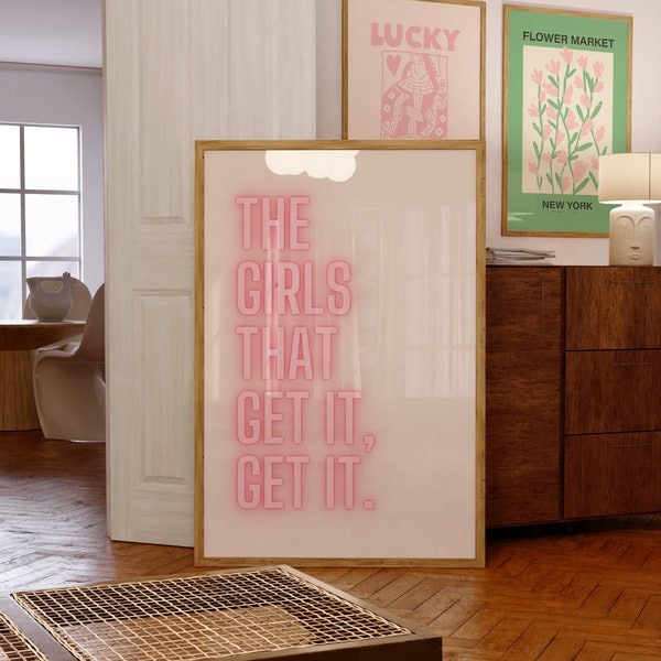 Girls That Get It- Digital Download-Wall Print-Retro Print-Printable Art-Downloadable Print-Tiktok Print-Trendy Art Print-Pink Preppy Print