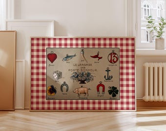 Porte Bonheur Art Print: Vintage French Lucky Symbols (digital