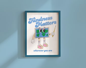 Kindness Matters Print: Retro Positivity Decor (Digital Download)