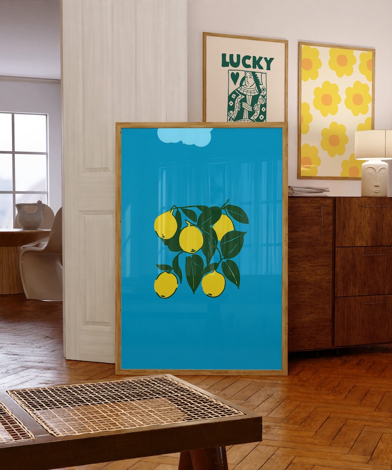 Downloadable Kitchen Wall Art, Fruit Market Prints, Lemon Print, Squeeze the day, Lemon Decor, Kitchen Decor, Kitchen wall art, Oranges Art image 1