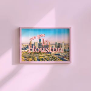 Vintage Houston Skyline Art Print: Retro Home Decor (Digital Download)