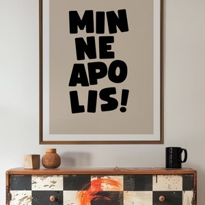 Minneapolis Art Print,Digital Art Download,Black Minneapolis Wall Art,Cute Trendy Art,Minneapolis Posters,Minneapolis Poster,Beige Posters
