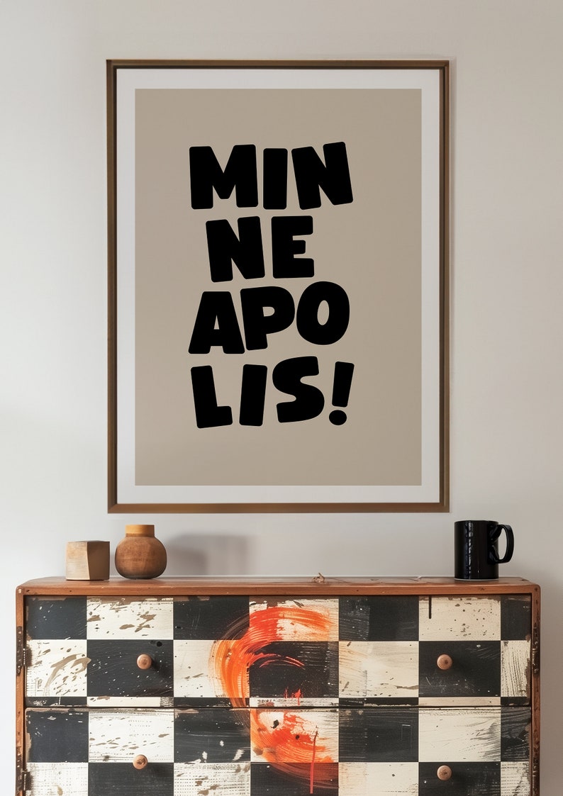 Minneapolis Art Print,Digital Art Download,Black Minneapolis Wall Art,Cute Trendy Art,Minneapolis Posters,Minneapolis Poster,Beige Posters