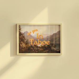 Impressões de arte digital, arte de Tahoe, pôster de Tahoe, cartão postal de Tahoe, impressão de arte fotográfica retrô, arte do lago, impressão de arte da moda, arte da Califórnia