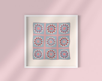 Impresión de arte digital: Patrón de edredón - Decoración de cabaña acogedora y grandilocuente