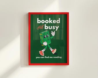 Reading Poster: Retro 70s Bookworm Art (Digital Download)