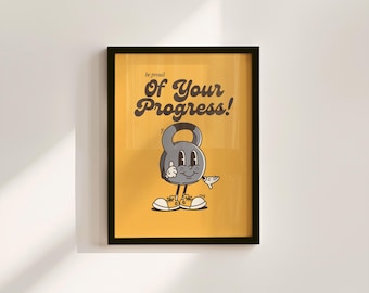 Kids Room Wall Art: Retro Gym Cartoon Print (Digital Download)