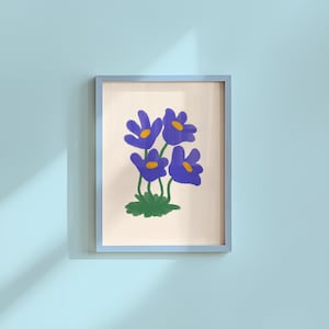 abstract floral art, wall print, blue tulip posters, digital download, blue floral art print, digital prints, gs print shoppe, blue flower