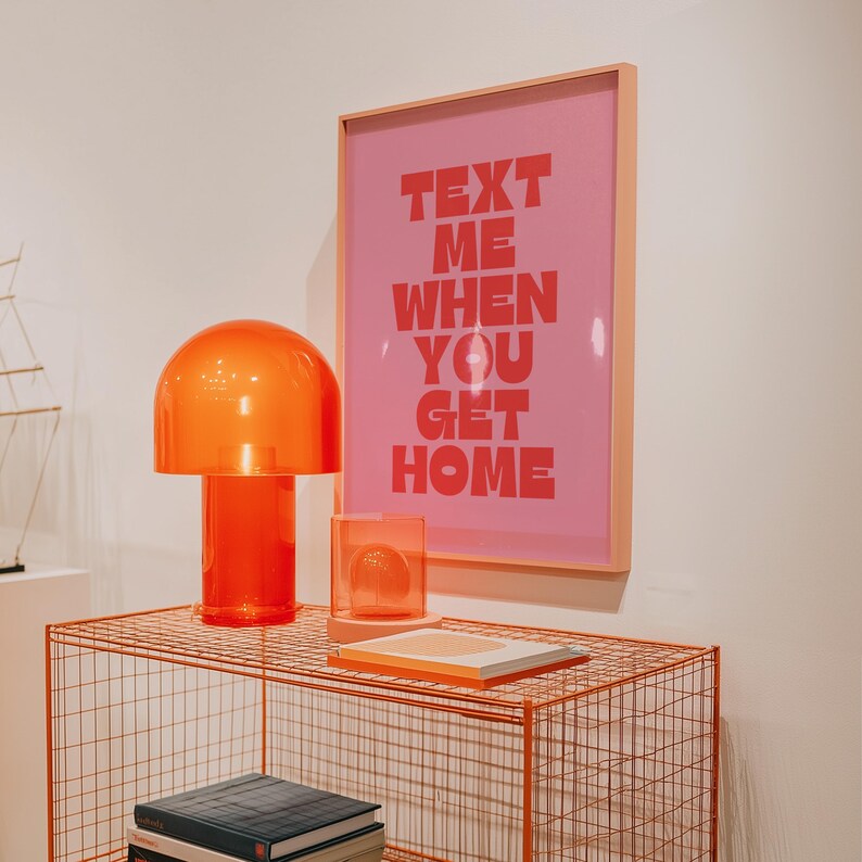Retro vriendschapskunstprint: sms me als je thuiskomt (digitale download) afbeelding 4