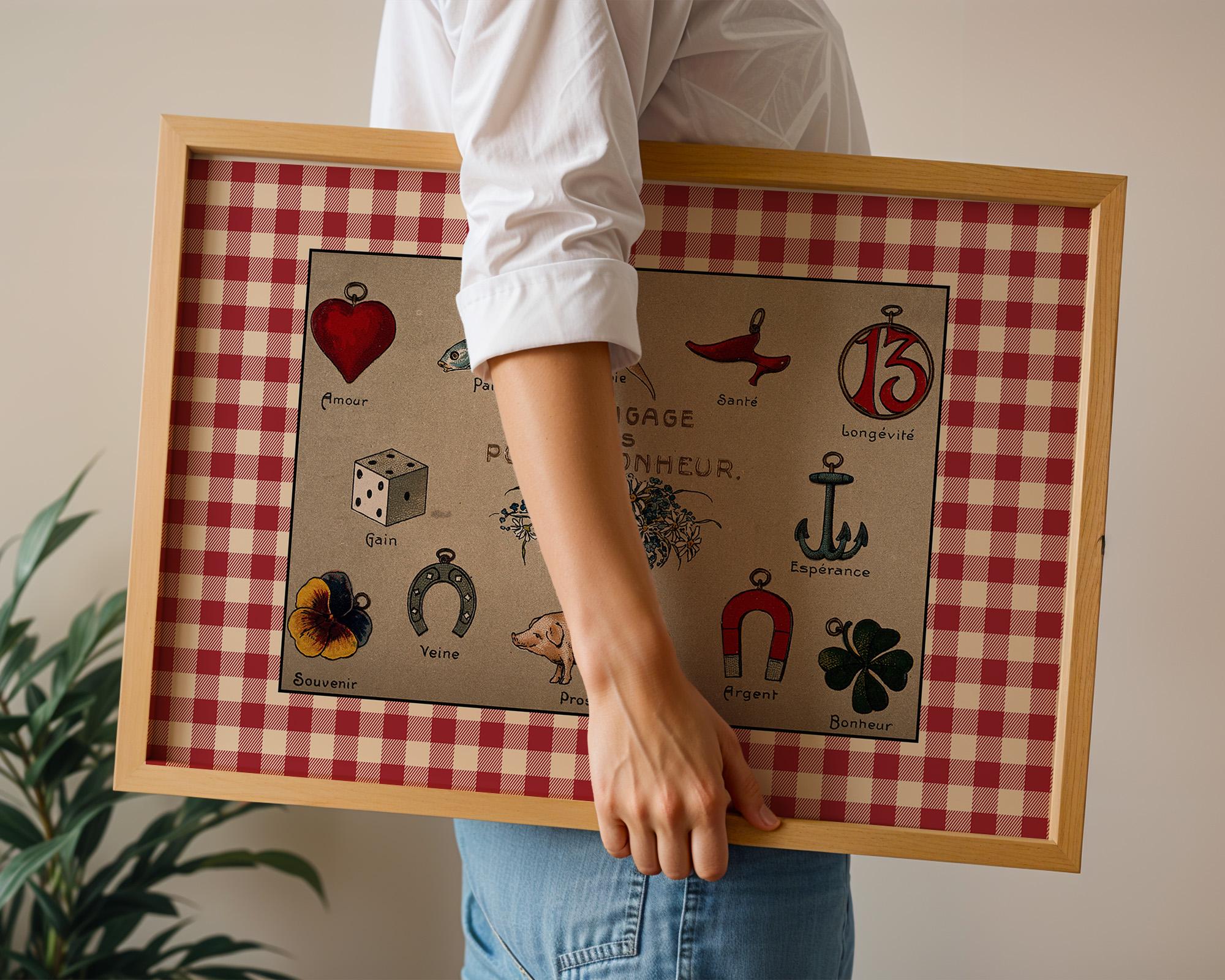 Porte Bonheur Art Print: Vintage French Lucky Symbols (digital