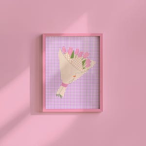 Blumenstrauß, Blumenkunst, Blumenstrauß, Blumendekor, bunter Druck, Mädchen Schlafzimmer, Geschenkidee, Inspirationskunst, minimalistische Kunst