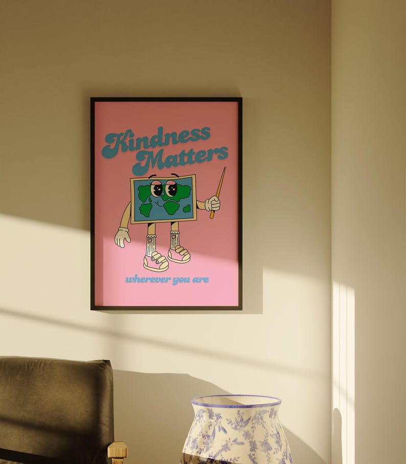 Kindness Matters Art Print: Retro Classroom Poster with Positivity image 5