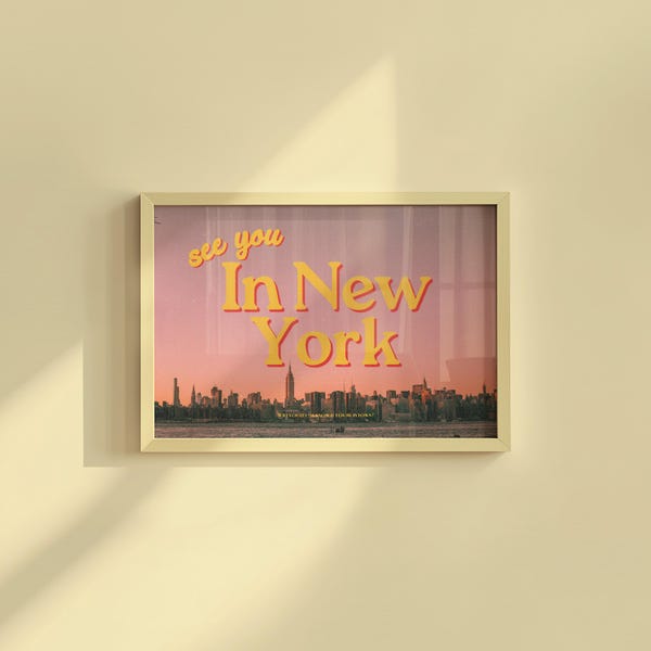 New York City Skyline Art Print: Sunset Decor (Digital Download)
