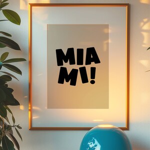 Miami Art Print, Digital Art Download, Black Miami Wall Art, Cute Trendy Art, Miami Posters, Miami Wall Poster, Beige Posters