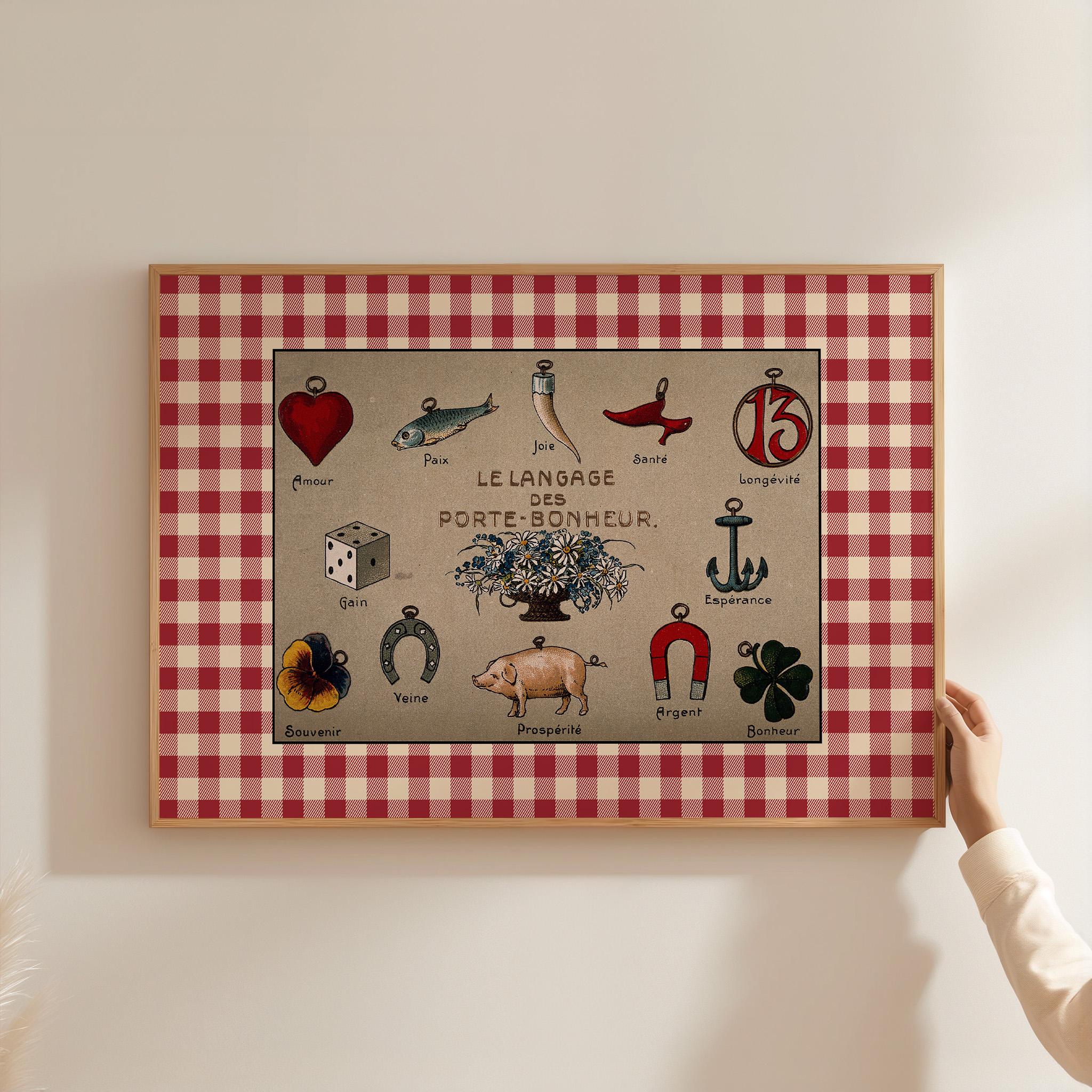 ⌘ Porte-Bonheur (digital Symbols Lucky French Vintage Print: Art Bonheur Porte ⌘ページ 財布・ケース・小物入れ
