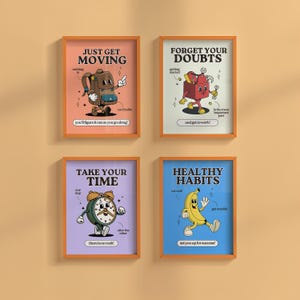 Juego de 4 carteles para niños, material imprimible para la escuela, impresiones para la sala de juegos, decoración para el aula, paquete de carteles de aprendizaje, carteles para el aula, descargas digitales