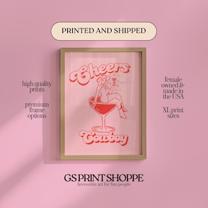 Cheers Cowboy Vertikal - Pink Kunstdruck