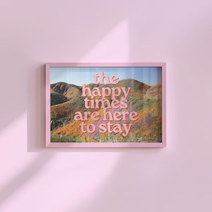 Poppy Field Art Print: Pink & Blue Positivity Poster (Digital Download)