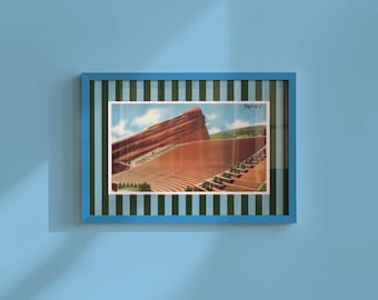 Vintage Red Rocks Print Digital Download Retro Colorado Mountain Poster Horizontal Wall Art Colorful CO Printable Trendy Striped Artwork