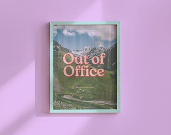 Out of Office Mountain View Print  Retro Wall Art Digital Download