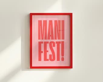 Inspirational Art Print: Manifesting Quote - Retro Pink Digital Download