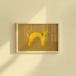 Arte de caniche, póster de perro, arte mural de perro, moderno, arte pop amarillo, impresión de arte mural de galería, descarga digital de perro, decoración de perro, arte maximalista