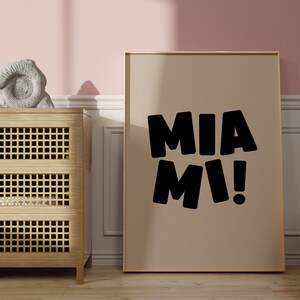 Miami Art Print, Digital Art Download, Black Miami Wall Art, Cute Trendy Art, Miami Posters, Miami Wall Poster, Beige Posters