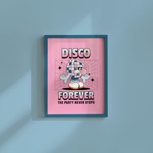 Disco Print, Disco Poster, Trendy Wall Art, Preppy Bar Cart Art, Disco Ball Print, Printable Art, Retro Wall Decor, Trendy Retro 70s Decor
