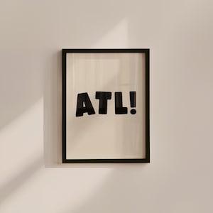 Atlanta Art Print, Digital Art Download, Black Atlanta Wall Art, Cute Trendy Art, ATL Posters, ATL Wall Poster, Beige Posters, ATL Poster