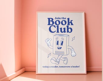 Book Club Poster: Retro Cartoon Reading Art (digital Download) - Etsy