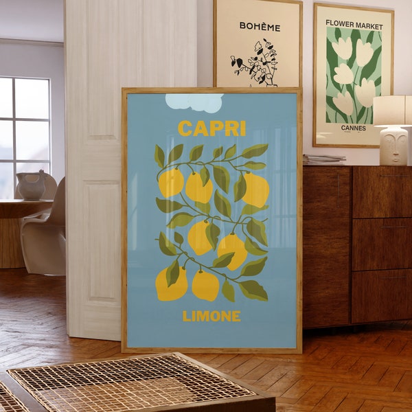 Downloadable Kitchen Wall Art, Fruit Market Prints, Lemon Print, Capri Wall Art, Lemon Decor, Kitchen Decor, Kitchen wall art, Capri Poster
