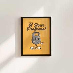Retro Gym Print, Pink Wall Print, Cute Kids Art, Retro Cartoon Poster, Retro Quote Print, Cartoon Prints, Kid Art, Gym Posters, Motivation