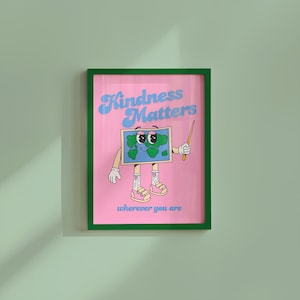 学校用プリント、インクルーシビティ・デジタルプリント、即時ダウンロード、Kindness Mattersアート、レトロアートプリント、教室用ポスター、子供部屋用アート