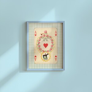 affiche vintage de cartes à jouer, cartes à jouer fantaisistes, décoration murale art rétro, oeuvre d'art de cartes de poker, décoration d'intérieur, oeuvres d'art en forme de coeur, impression GS