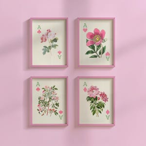Digitale bloemenprintset voor muurkunst - downloadbare galerijmuur, trendy bloemdecor, set van 4 prints van GS Print Shoppe