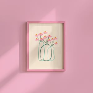 Bouquet of Flowers Wall Art Print | Floral Decor for Girls Bedroom | Colorful Inspirational Minimalist Art Gift Idea