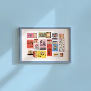 Digital Download, Retro Matchbook Print, Matchbook Collage, Matchbox Art Print, Vintage Art, Matchbook Art, Bar Cart Art, GS Print Shoppe
