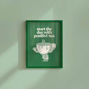 Digitale Drucke, Retro Cartoon, Bürokunst, Küchenkunst, Kaffee Kunstdruck, Tee Cartoon Druck, Retro Kunst, Positivität Kunst, süße Küchenkunst