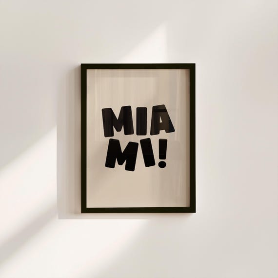 Miami Art Print: Black Lettering, Trendy Wall Poster (Digital Download)