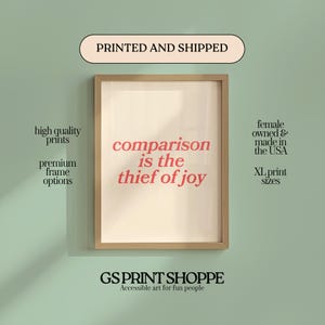 Comparison Is The Thief Of Joy Vertical - Beige Art Print
